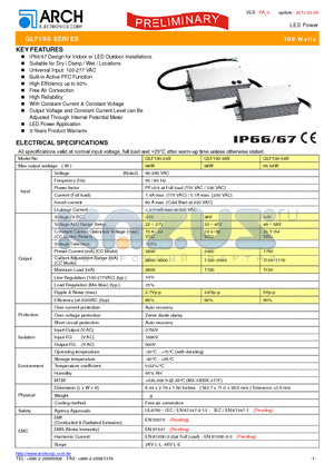 QLF100 datasheet - LED Power