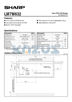 LM7M632 datasheet - Color STN-LCD Module(Handheld PC)