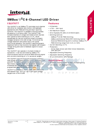 ISL97677IRZ datasheet - SMBus/I2C 8-Channel LED Driver