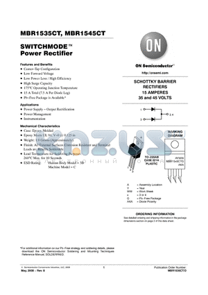 MBR1545CTG datasheet - SWITCHMODE Power Rectifier
