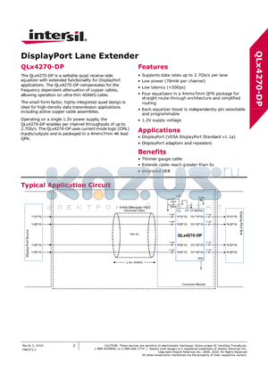 QLX4270-DP datasheet - DisplayPort Lane Extender