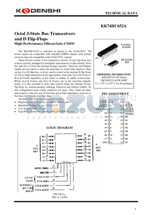 KK74HC651ADW datasheet - Octal 3-State Bus Transceivers and D Flip-Flops High-Performance Silicon-Gate CMOS