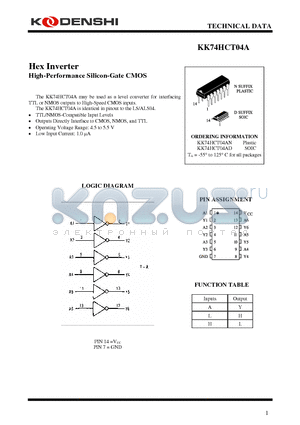 KK74HCT04A datasheet - Hex Inverter High-Performance Silicon-Gate CMOS