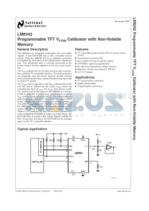 LM8342 datasheet - Programmable TFT VCOM Calibrator with Non-Volatile