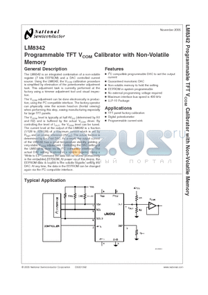 LM8342SDX datasheet - Programmable TFT VCOM Calibrator with Non-Volatile