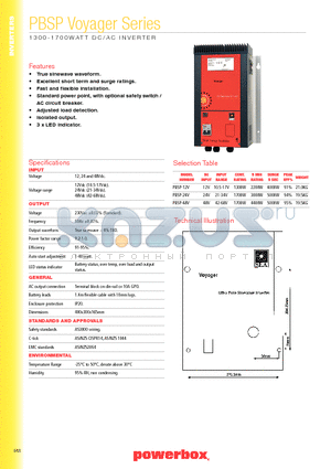 PBSP-12V datasheet - 1300-1700WATT DC/AC INVERTER