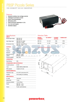 PBSP-24S datasheet - 150 - 250 WATT DC/AC INVERTER