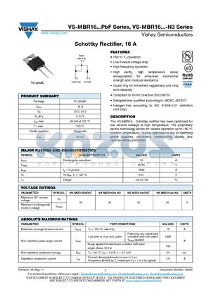 MBR1635PBF_12 datasheet - Schottky Rectifier, 16 A