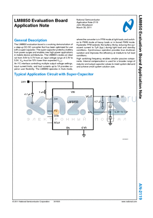 LM8850 datasheet - Evaluation Board Application Note working demonstration