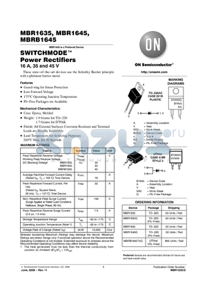 MBR1645 datasheet - SWITCHMODE Power Rectifiers16 A, 35 and 45 V