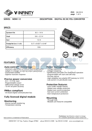 NDM1-12 datasheet - DIGITAL DC-DC POL CONVERTER