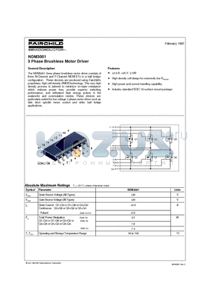 NDM3001 datasheet - 3 Phase Brushless Motor Driver
