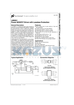 LM9061 datasheet - Power MOSFET Driver with Lossless Protection