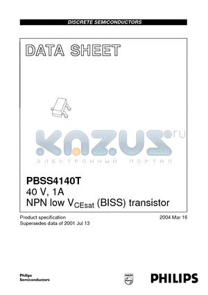PBSS4140T datasheet - 40 V, 1A NPN low VCEsat (BISS) transistor