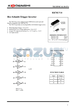 KK74LV14 datasheet - Hex Schmitt-Trigger Inverter