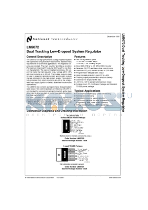 LM9072 datasheet - Dual Tracking Low-Dropout System Regulator