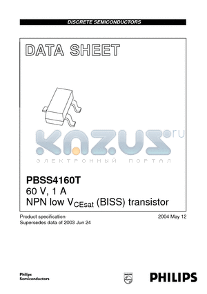 PBSS4160T datasheet - 60 V, 1 A NPN low VCEsat (BISS) transistor