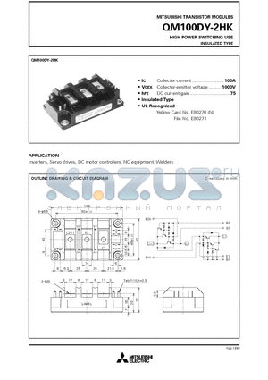 QM100DY-2HK datasheet - HIGH POWER SWITCHING USE INSULATED TYPE