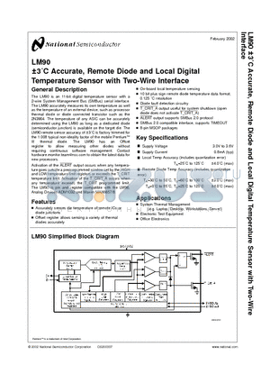 LM90CIMM datasheet - 3 Degree Celcious Accurate, Remote Diode and Local Digital Temperature Sensor with Two-Wire Interface