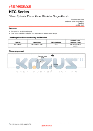 HZC datasheet - Silicon Epitaxial Planar Zener Diode for Surge Absorb