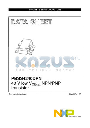 PBSS4240DPN datasheet - 40 V low VCEsat NPN/PNP transistor