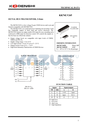 KK74LV245 datasheet - OCTAL BUS TRANSCEIVER; 3-State