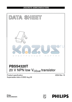 PBSS4320T datasheet - 20 V NPN low VCEsat transistor