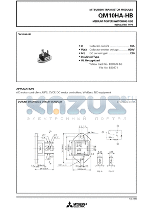 QM10HA-HB datasheet - MEDIUM POWER SWITCHING USE INSULATED TYPE