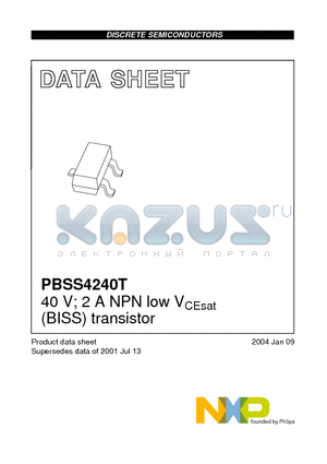 PBSS4240T datasheet - 40 V; 2 A NPN low VCEsat (BISS) transistor