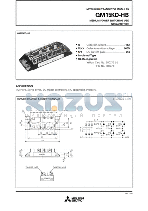 QM15 datasheet - MEDIUM POWER SWITCHING USE INSULATED TYPE