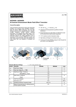 NDP4050 datasheet - N-Channel Enhancement Mode Field Effect Transistor