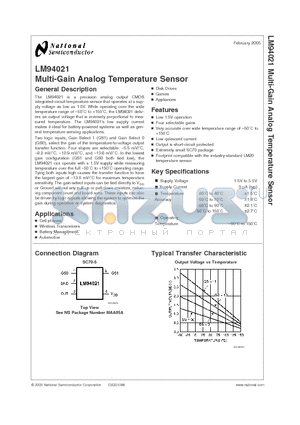 LM94021BIMG datasheet - Multi-Gain Analog Temperature Sensor