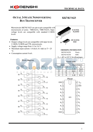 KK74LV623N datasheet - OCTAL 3-STATE NONINVERTING BUS TRANSCEIVER