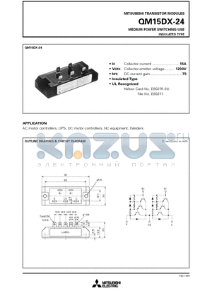 QM15DX-24 datasheet - MEDIUM POWER SWITCHING USE INSULATED TYPE