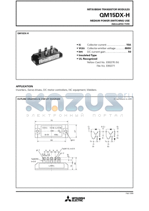 QM15DX-H datasheet - MEDIUM POWER SWITCHING USE INSULATED TYPE