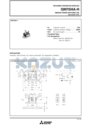 QM15HA-H datasheet - MEDIUM POWER SWITCHING USE INSULATED TYPE