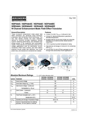 NDP508AE datasheet - N-Channel Enhancement Mode Field Effect Transistor
