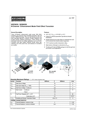 NDP6030 datasheet - N-Channel Enhancement Mode Field Effect Transistor