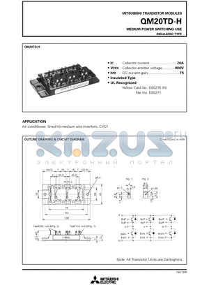 QM20 datasheet - MEDIUM POWER SWITCHING USE INSULATED TYPE