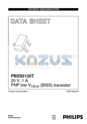 PBSS5120T datasheet - 20 V, 1 A PNP low VCEsat (BISS) transistor