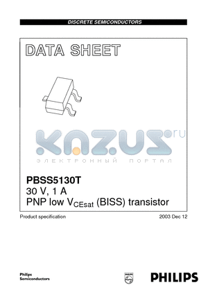 PBSS5130T datasheet - 30 V, 1 A PNP low VCEsat (BISS) transistor