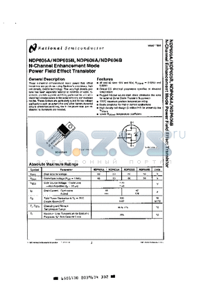 NDP605A datasheet - N-Channel Enhancement Mode Power Fleid Effect Transistor