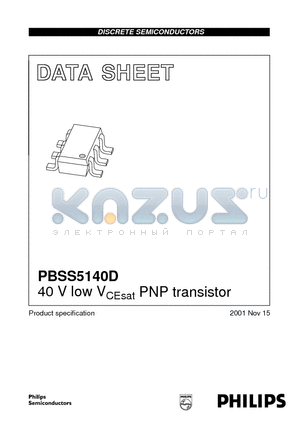 PBSS5140D datasheet - 40 V low VCEsat PNP transistor