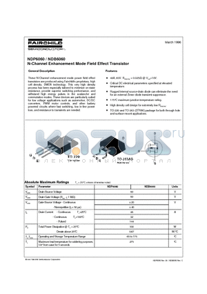 NDP6060 datasheet - N-Channel Enhancement Mode Field Effect Transistor