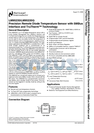 LM95235CIMM datasheet - Precision Remote Diode Temperature Sensor with SMBus Interface and TruTherm Technology