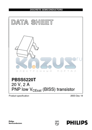 PBSS5220T datasheet - 20V, 2A PNP low VCEsat (BISS) transistor