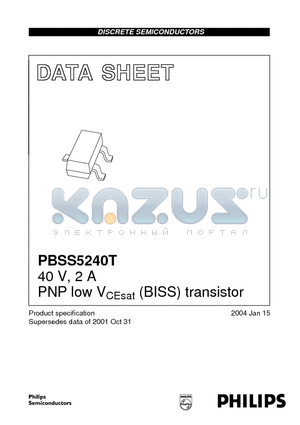 PBSS5240T datasheet - 40 V, 2 A PNP low VCEsat (BISS) transistor