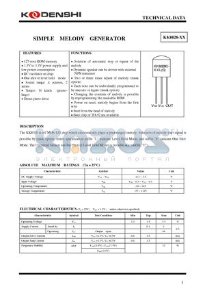 KK8028C-001 datasheet - SIMPLE MELODY GENERATOR