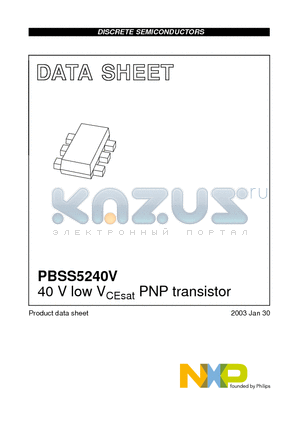 PBSS5240V datasheet - 40 V low VCEsat PNP transistor