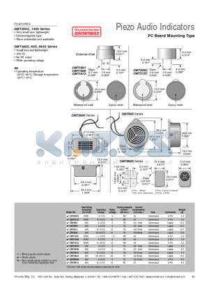 OMT3606 datasheet - Piezo Audio Indicators